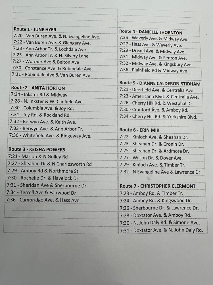 alt image bus schedule for Riverside Middle School 2023/24 school year 