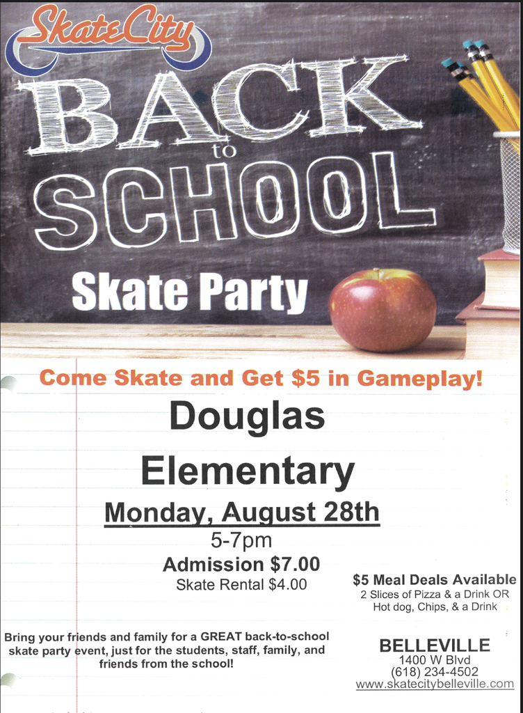 Douglas Back to School Skate Party Flyer