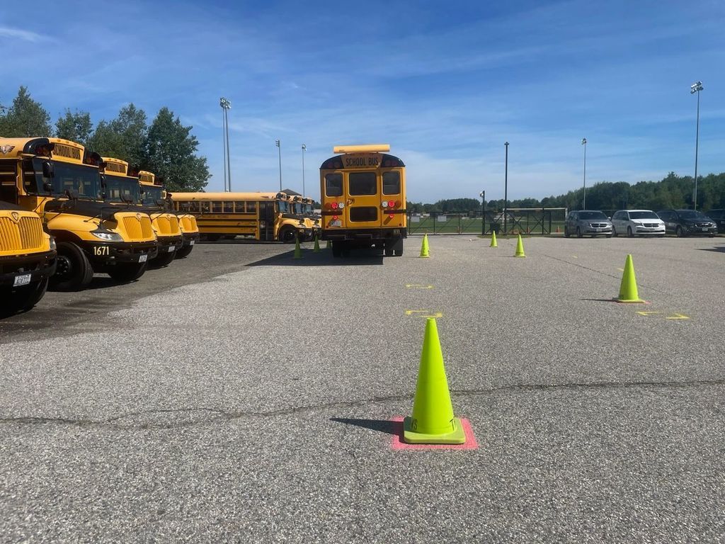 bus with cones