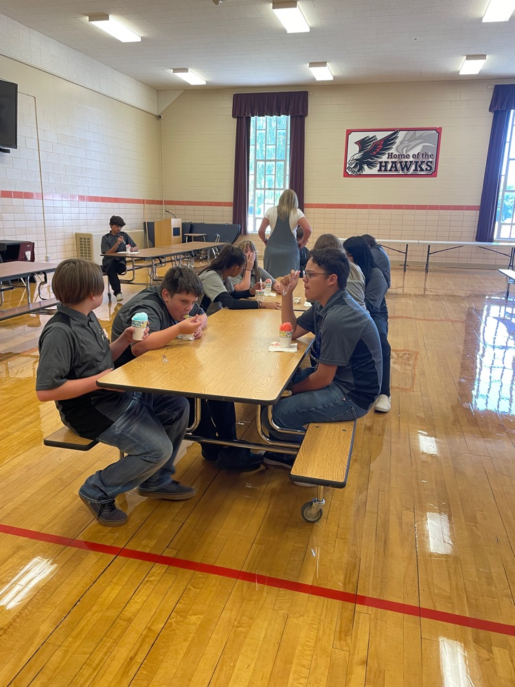 students waiting for snowcones