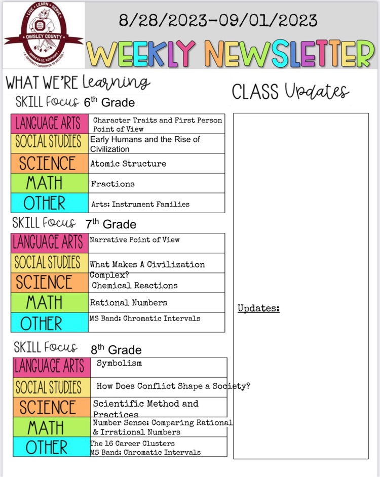 OCMS Weekly Newsletter