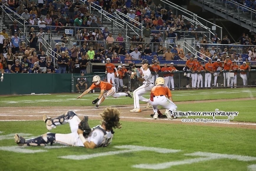 Cooper Moore playing in the winning Connie Mack World Series game this summer.