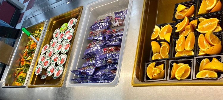 steamed veggies and fresh fruit