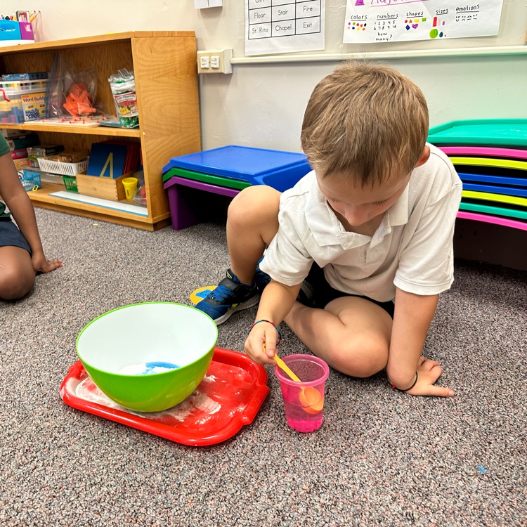 adding water to the bowl