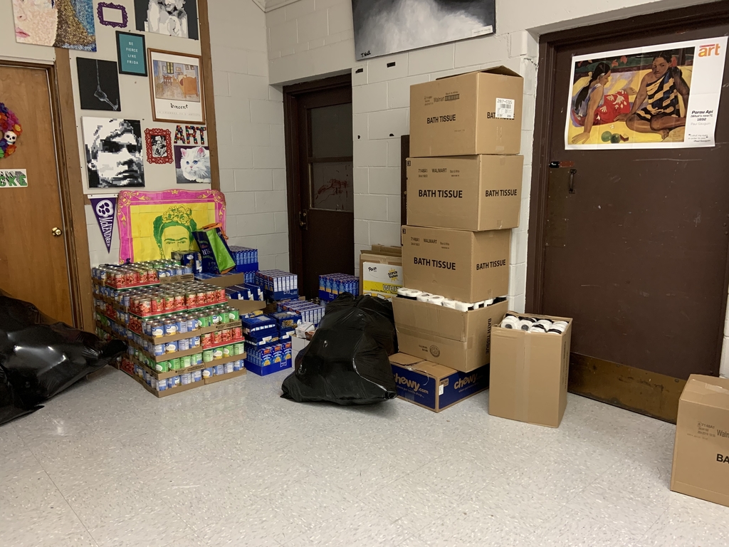 Seniors brought in over 2,000 canned goods to win the food drive.  All goods will go to the local food pantry!