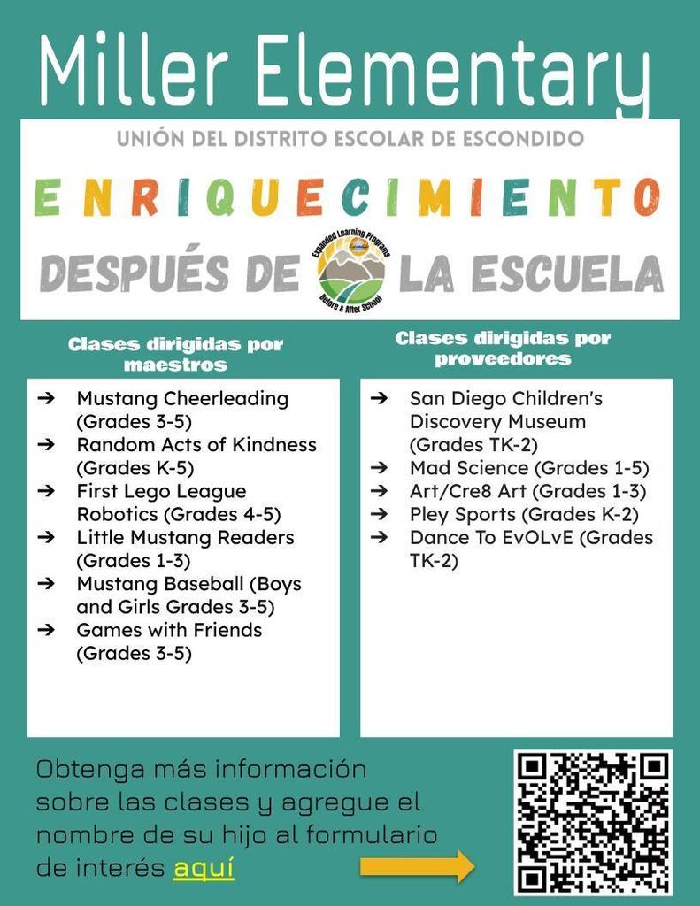 Enriquecimiento despues de la escuela