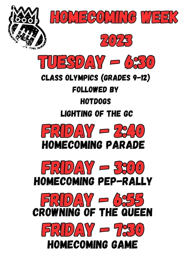 HoCo Week Schedule