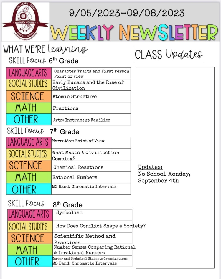 OCMS Weekly Newsletter