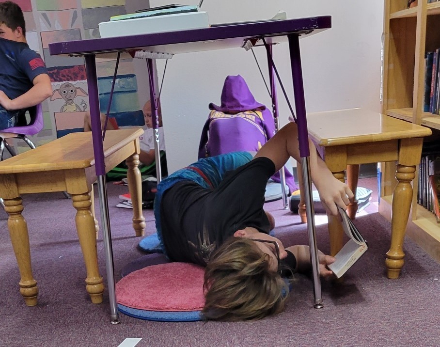 Students reading in floor