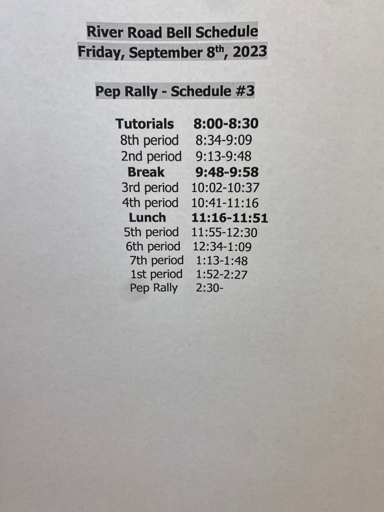 September 8th Jr High bell schedule