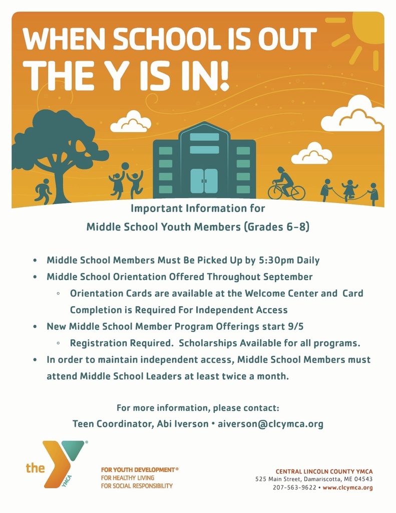 Important information for Middle School Youth Members (Grades 6-8)