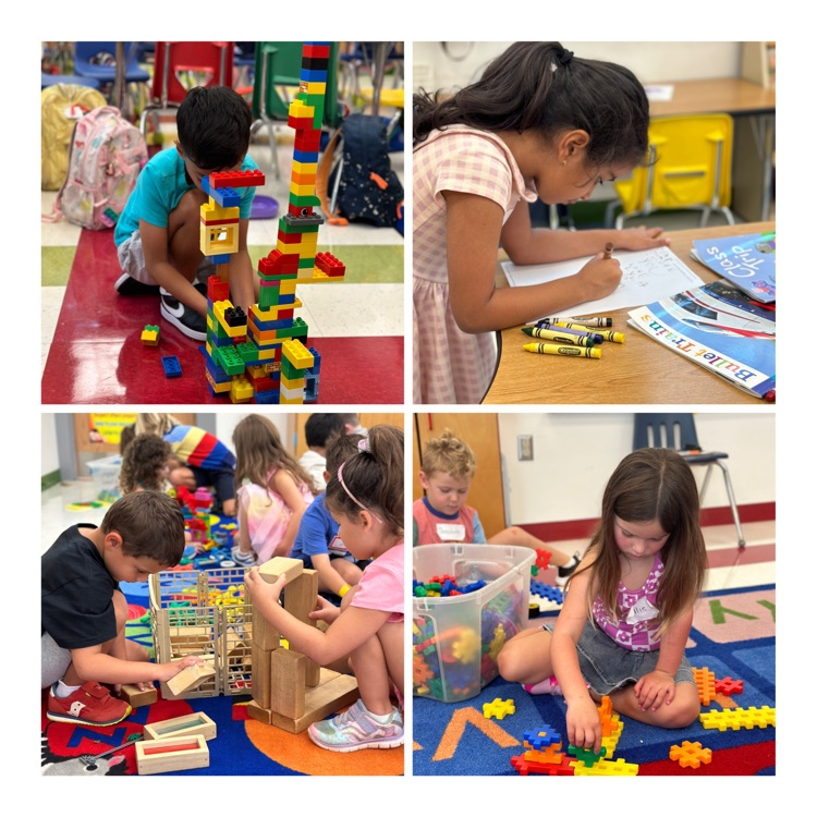 Students are engaged in centers play.