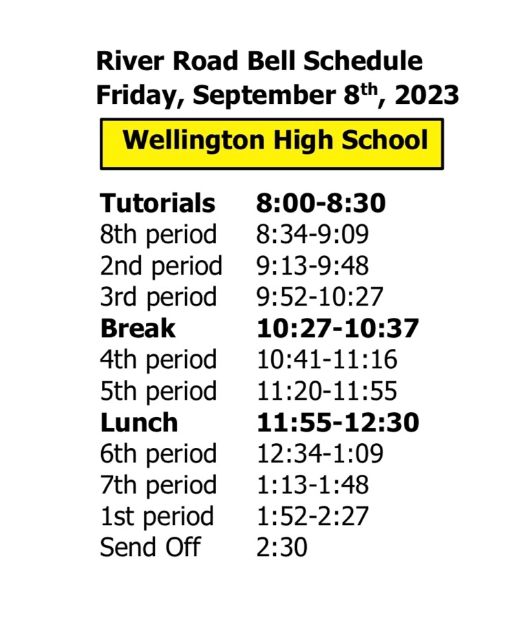 high school bell schedule for Friday