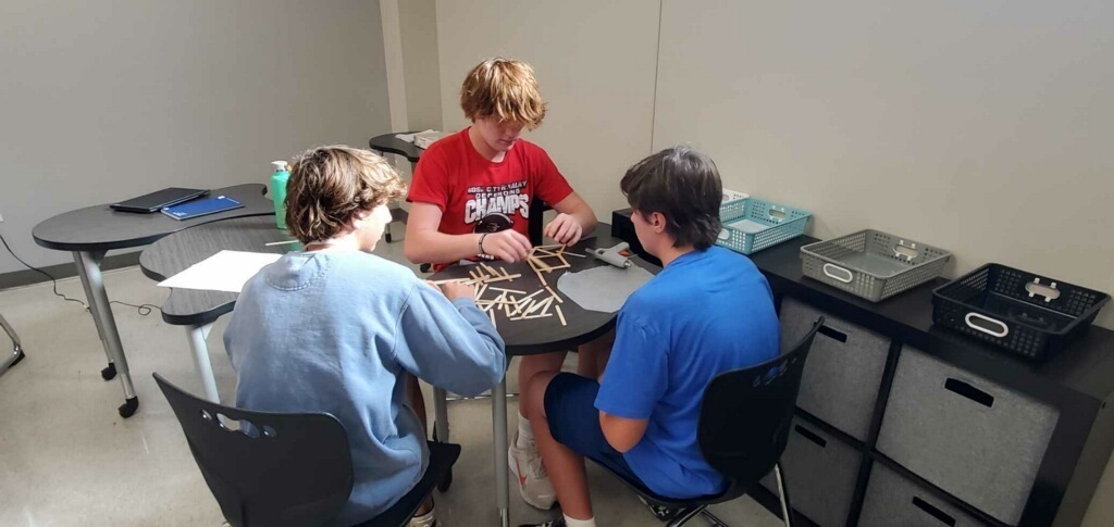 Ms. Stewart's engineering class building models