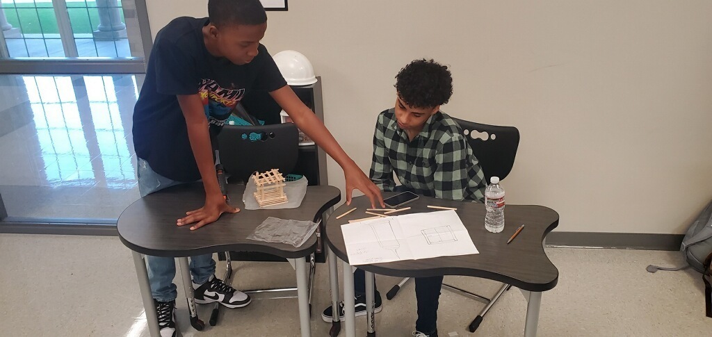 Ms. Stewart's engineering class building models