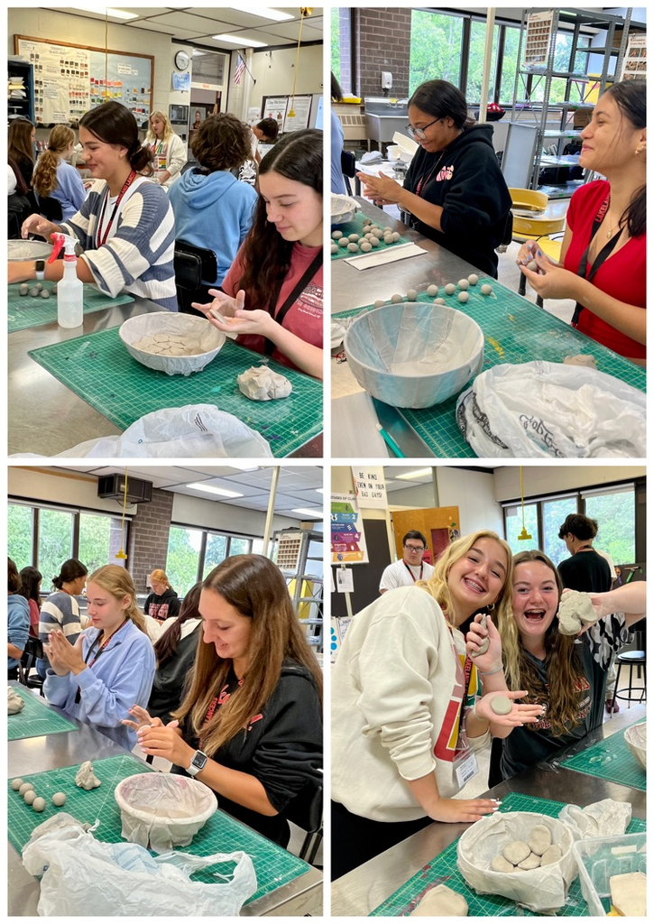 First project for Ceramics and Sculpture in full swing. Students are making a press mold bowl.