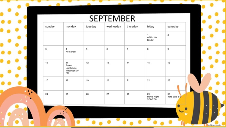 September Calendar