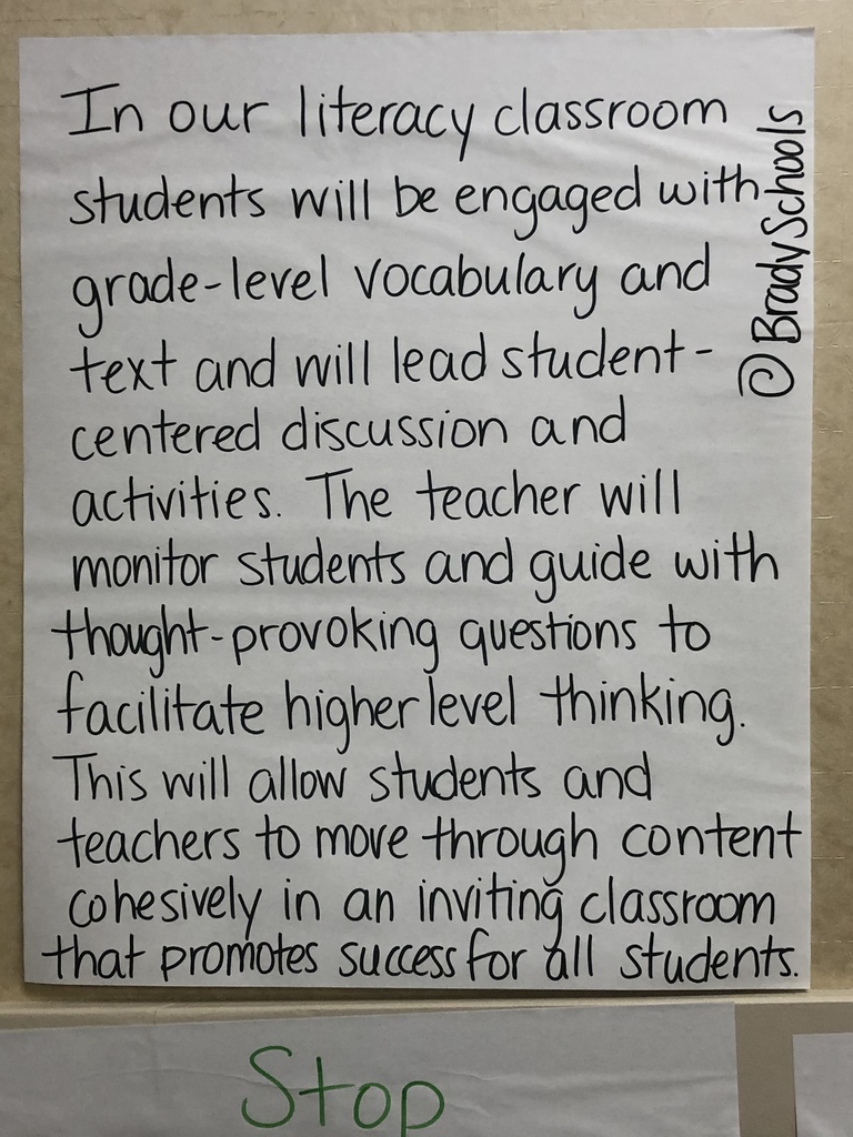 Brady's vision statement for ELA materials.