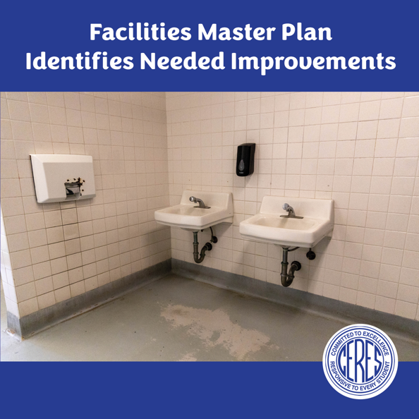 School bathroom with aging tile, flooring