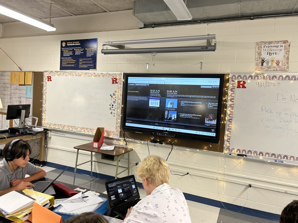 Students examining 9/11 timeline