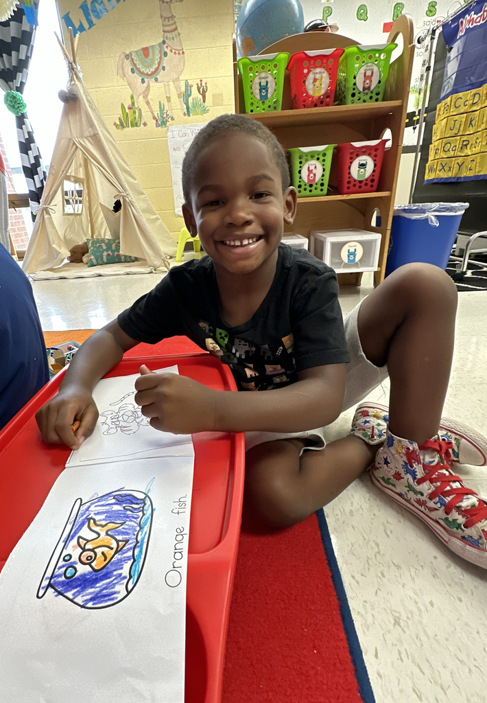 A student works on coloring.
