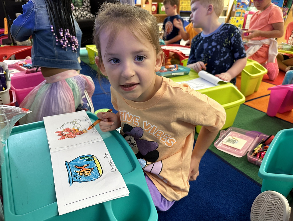 A student works on coloring.