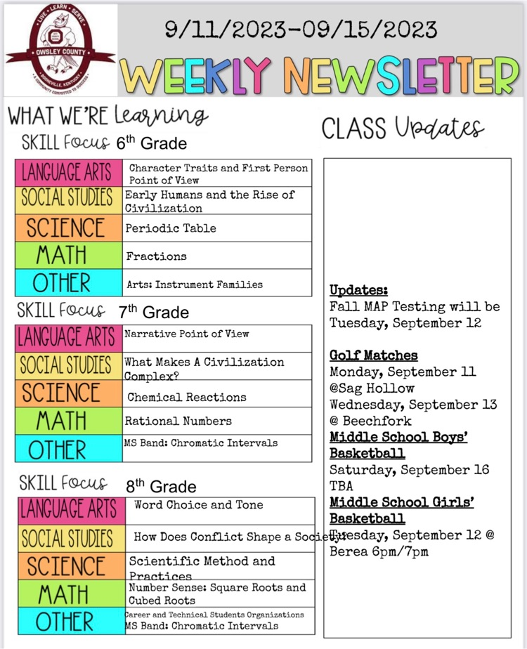 OCMS Weekly Newsletter