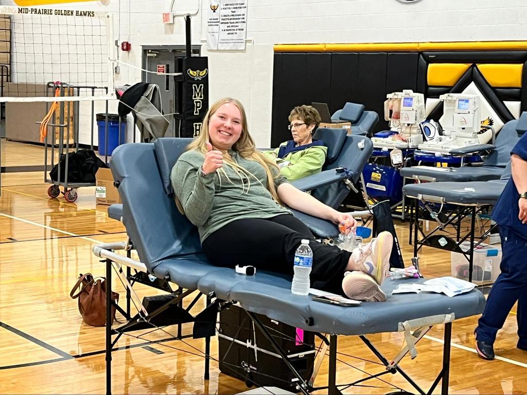 Student donating blood