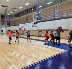 Students playing Container Ball