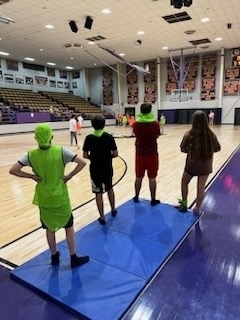 Students playing Container Ball