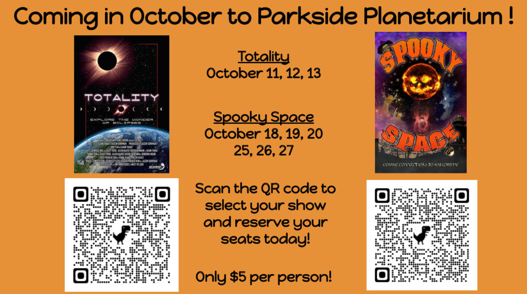 Events Coming to Parkside Planetarium