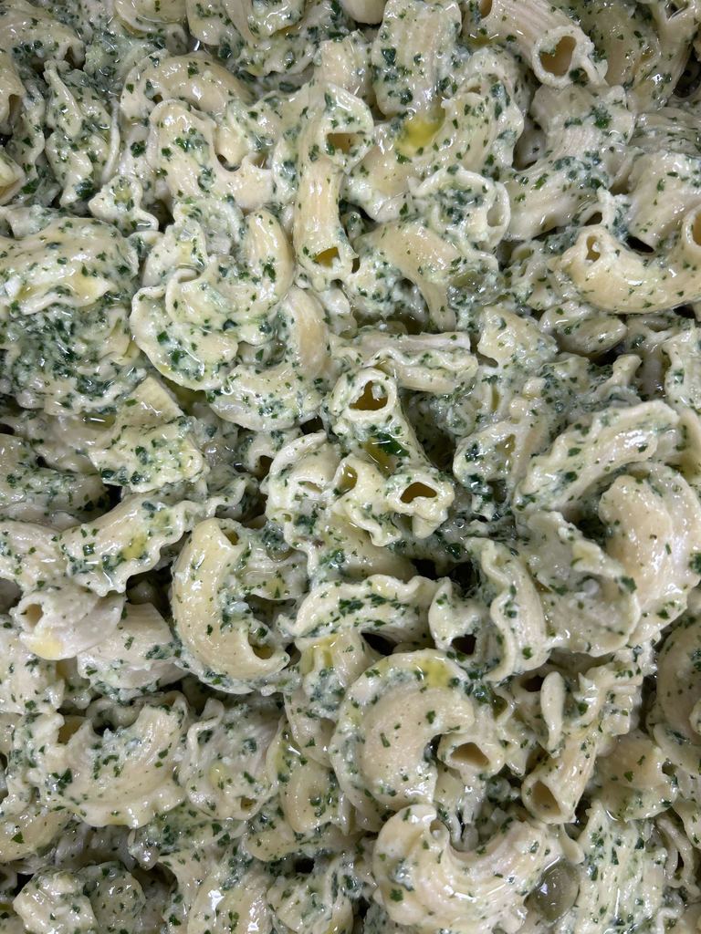 photo of salad with pesto