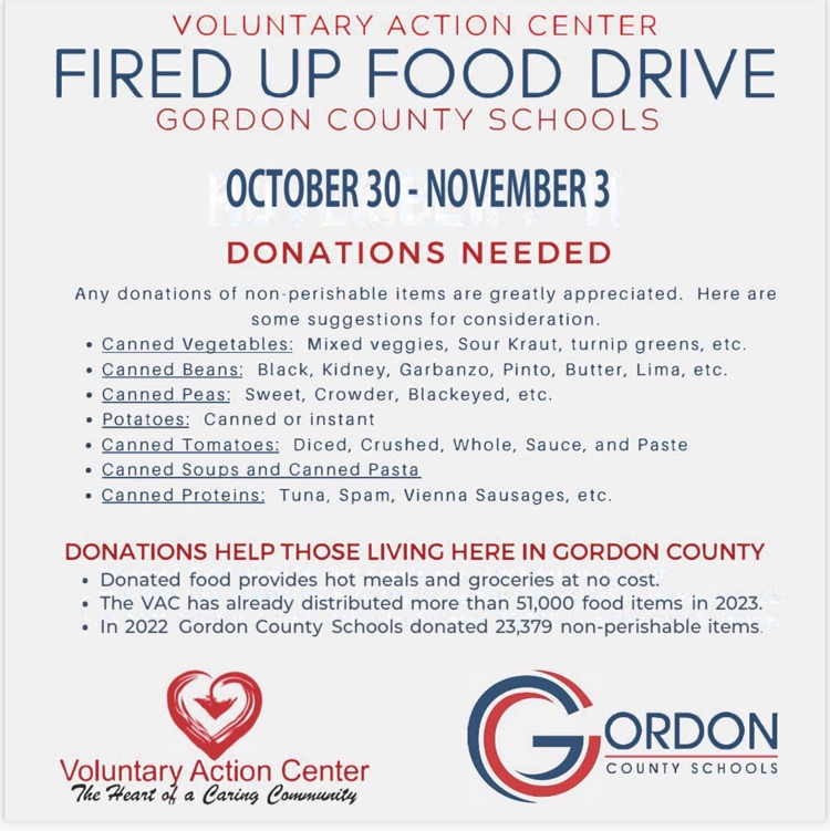 Fired up food drive Oct 30th - Nov 3rd  