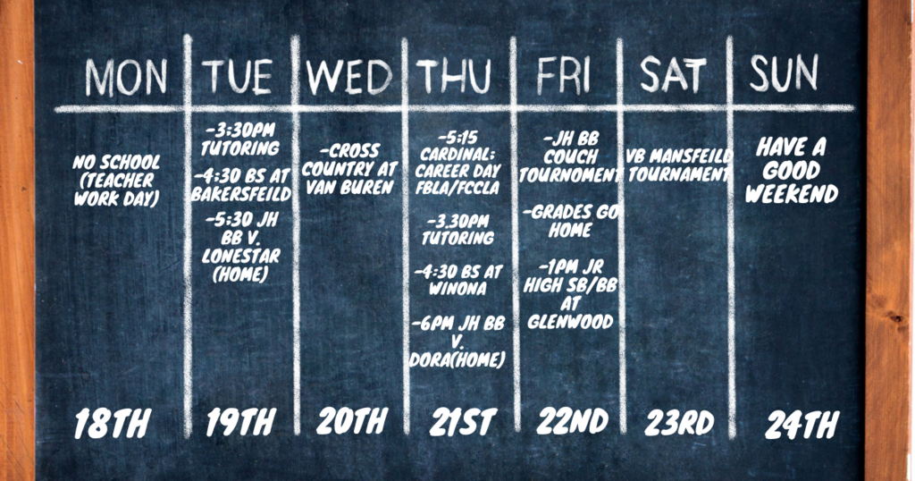 Week at a Glance 9/18-9/23