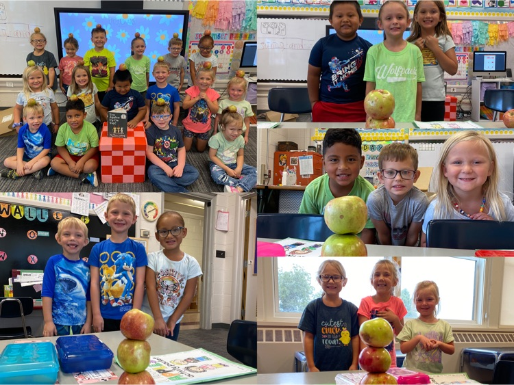 kindergarteners doing apple activities