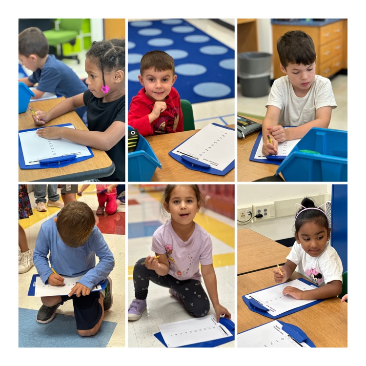 Students are on a scavenger hunt looking for numerals 0-9 in environmental print.