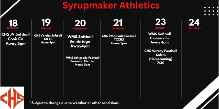 District Athletic Schedule 9/18-23 