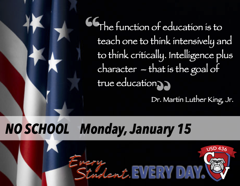 No School Monday, January 15