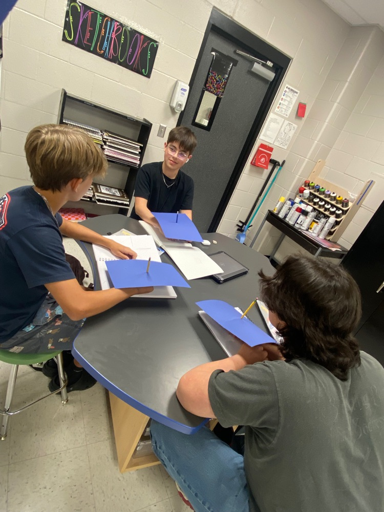 Art 1 students started their contour unit today! Here they are practicing blind continuous contour, continuous contour and contour drawings of their hands 