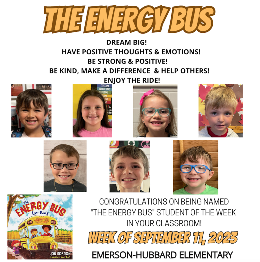 Week of September 11, 2023 Energy Bus Students of the Week