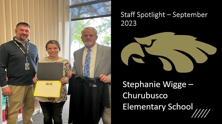 Staff Spotlight Winner, Ms. Wigge, 09./18/23