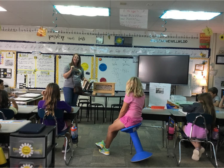 Jade Like of Deerfield speaking to the class about the importance of pollination.