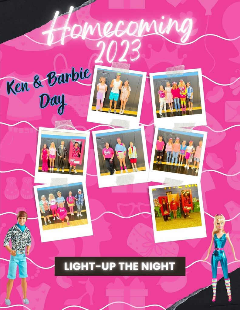 pictures of high school students dressed up on Ken & Barbie day at homecoming 2023