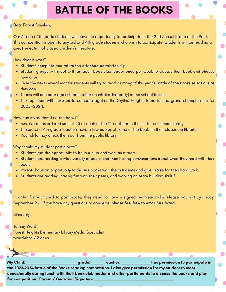 Battle of the Books permission slip