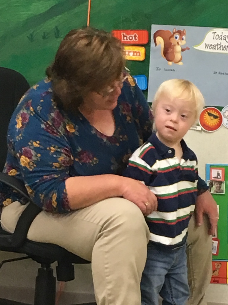 This young man is the "leader" at preschool today!