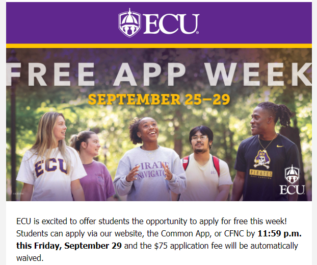 ECU Free Application Week