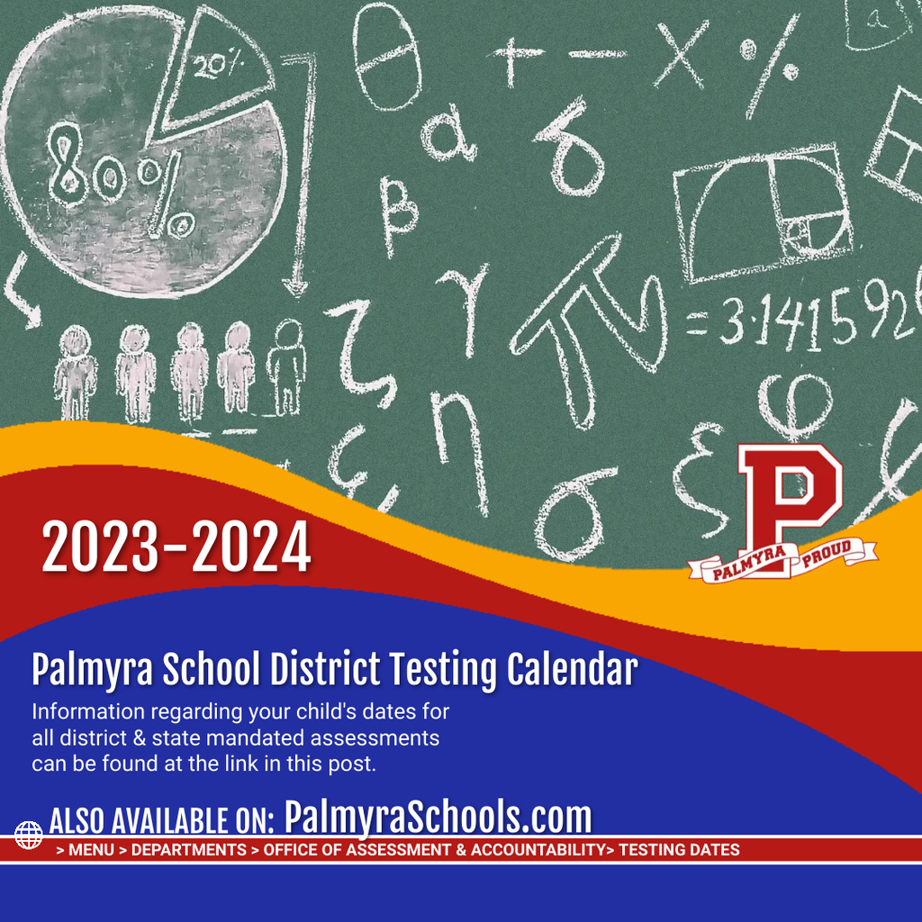 old school green chalkboard picture with district logo for testing dates