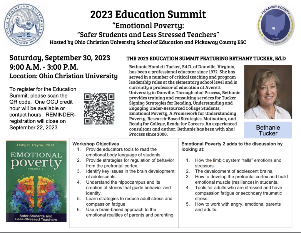 2023 Education Summit, contact lisa.heins@pickawayesc.org