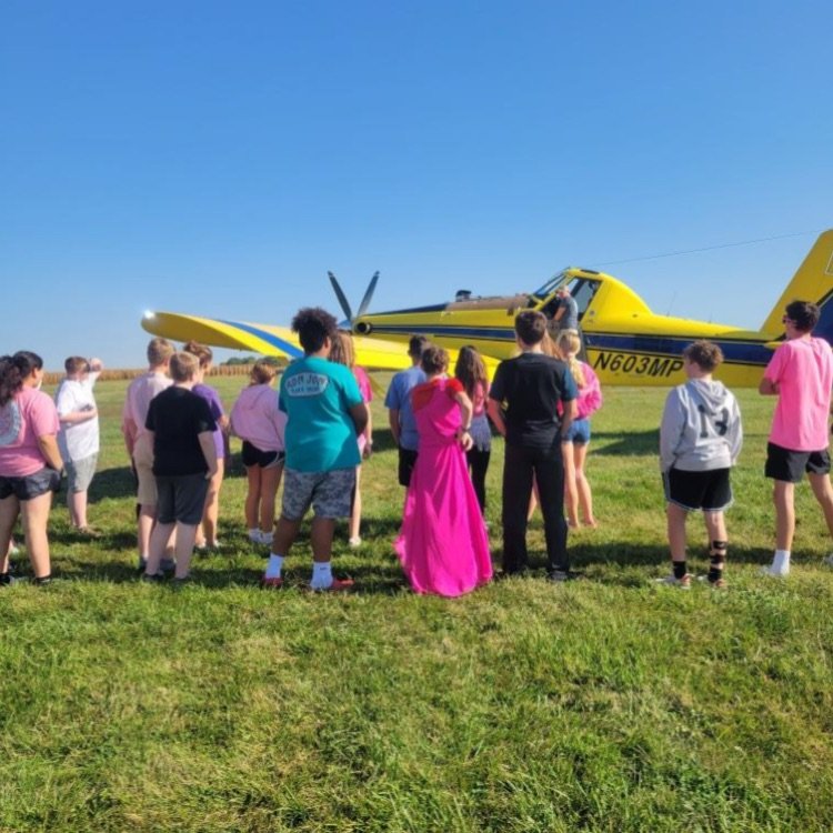 Students in flight and space had a great trip to the airport today! We spoke to a pilot with Precision Aerial. He let us explore a bit, gave us some learning on parts of his plane and answered a lot of questions. Thank you! 