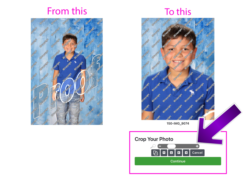 Visual example of how to resize photos on Monalisa website.
